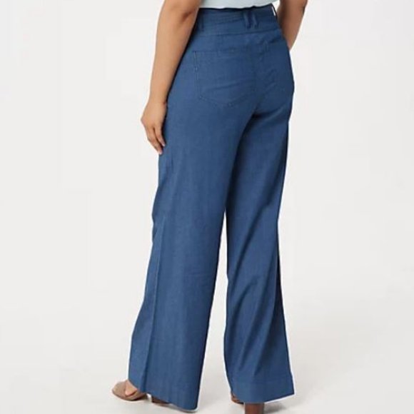 G.I.L.I. Wide Leg Denim Pants with Tie Detail 3611 - Picture 2 of 3